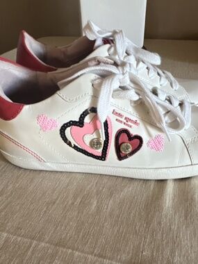 kate spade Ace Heart White Pink Red Heart Accent Women's Low Top Sneakers